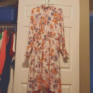 Pink high/low long sleeve dress